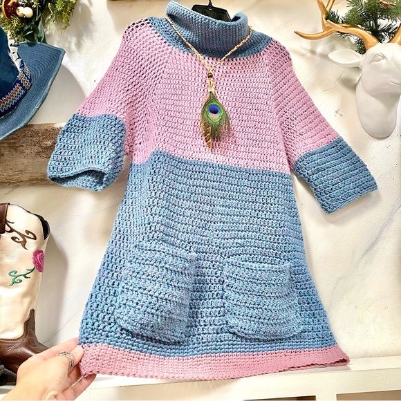 Artisan mini boho dress/tunic w cottage core granny farmhouse vibe - Picture 4 of 11